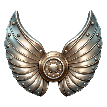 vibrant traditional Silver Steampunk Wings Cutout Transparent Background high resolution png
