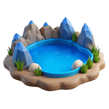 extraordinary traditional Simple Lake Landscape Isolated with Blue Water professional png