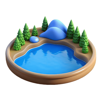 stunning minimalist Simple Lake Landscape Isolated with Blue Water professional png