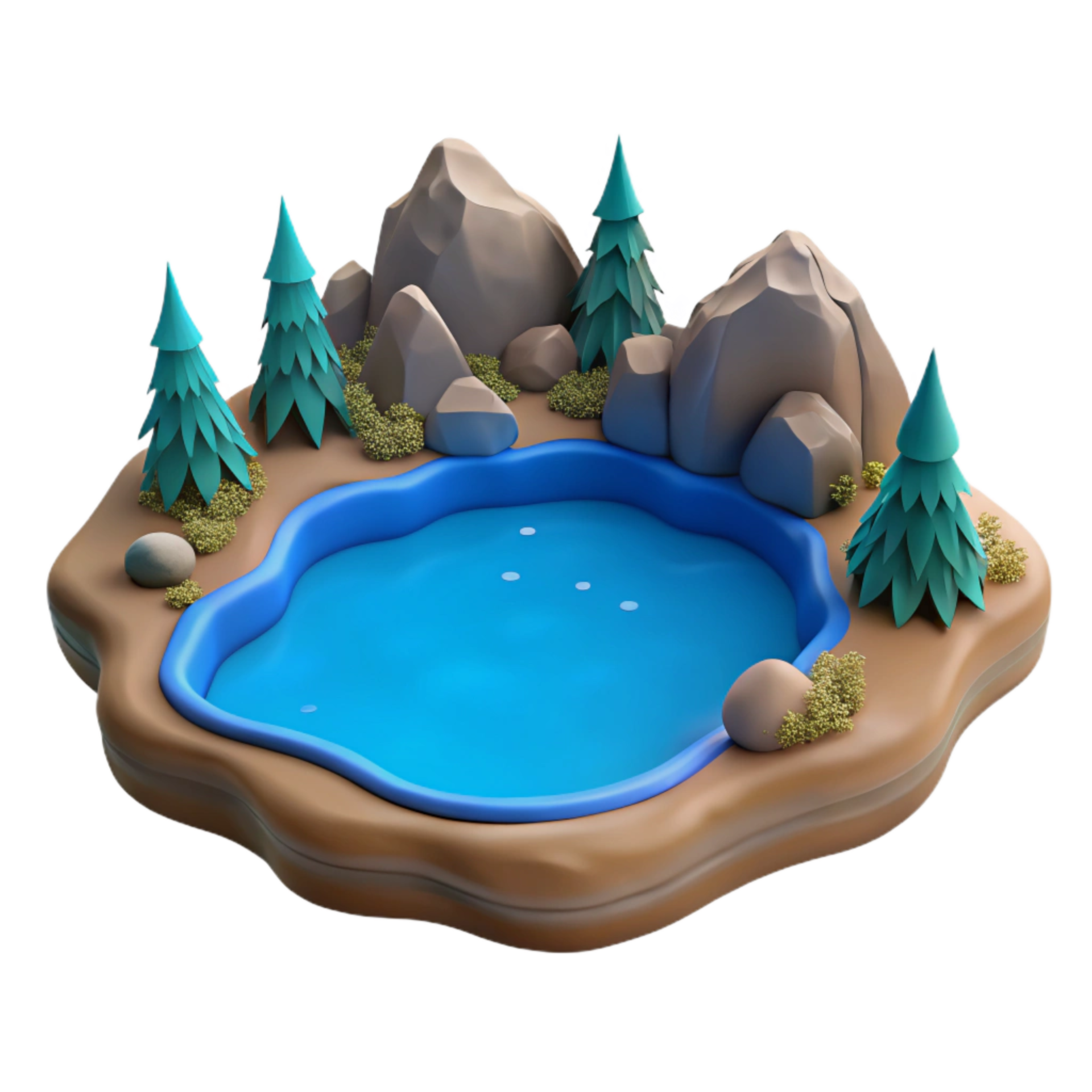 extraordinary creative Simple Lake Landscape Isolated with Blue Water professional png