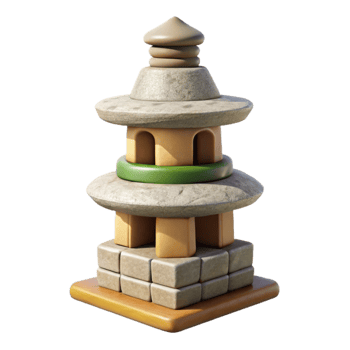 beautiful traditional Simple Terraform Tower Cutout on Transparent Background detailed png