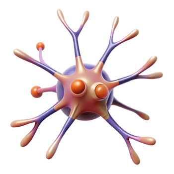 alluring bold vintage Hyper-specific professional render, isolated cutout, single neuron cell, scientifically accurate with Transparent Background elite png