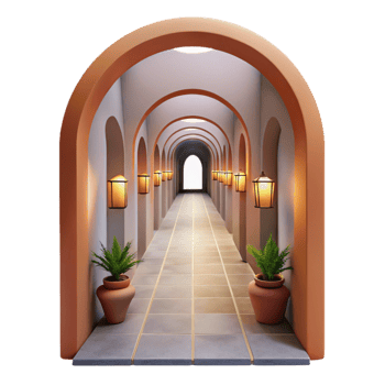 magnificent vintage Simple Virtual Corridor with Perspective Cutout original png
