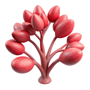 serene rustic Simulated Plant Isolated Crimson Branching Structure professional png