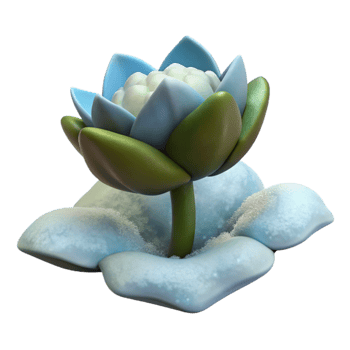 serene abstract Single Arctic Flower Side View Cutout with Snow genuine png