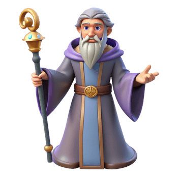 picturesque futuristic A powerful wizard, holding a staff, flowing robes with Transparent Background masterfully captured png