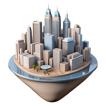 extraordinary creative Skybound Metropolis Cutout with Intricate Details Isolated exclusive png