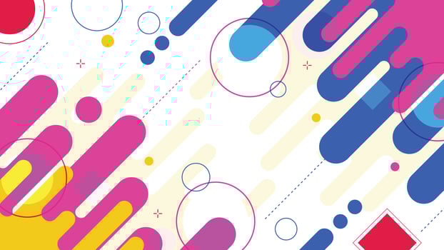 Bright and bold abstract Memphis background with dynamic shapes and colors perfect for modern design vector