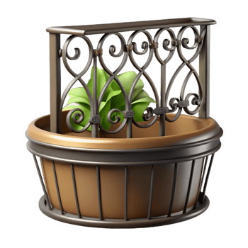 sumptuous memorable Balcony planter wrought iron design, with Transparent Background png