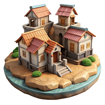 elegant minimalist Skybound Village Cutout with Rustic Charm Transparent Background detailed png