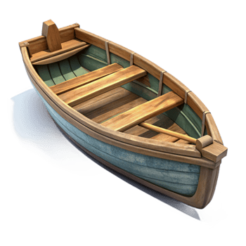 vibrant minimalist Small Wooden Boat on a Lake Transparent Background png
