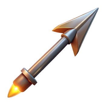 elegant baroque A detailed arrow, fletching and metal tip, magical glow with Transparent Background top-tier png