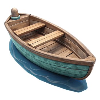 magnificent traditional Small Wooden Boat on a Lake Transparent Background png