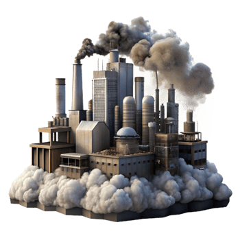 wonderful artistic Smoky Industrial Cityscape Cutout Low Angle View authentic png
