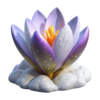 vibrant creative Snowy Arctic Crocus with Bright Sunlight original png