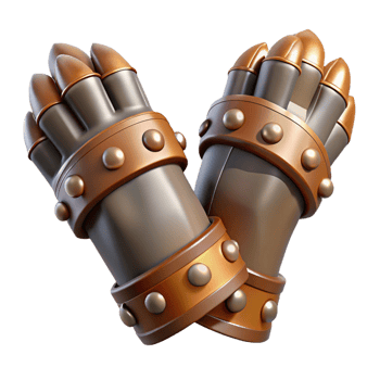 dynamic elegant Hyper-specific, concept art style, professional render of an isolated cutout, pair of leather gauntlets with metal studs with Transparent Background impeccable png