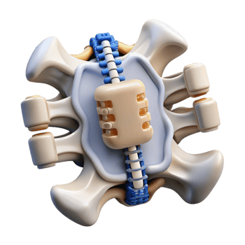 distinguished urban Isolated cutout, ultra-detailed, biomechanical vertebra with integrated microchips with Transparent Background studio quality png