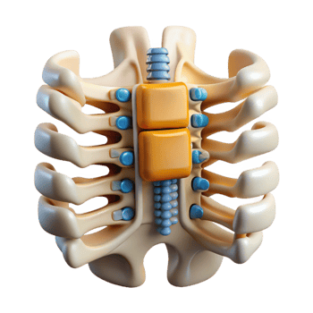 alluring standout Isolated cutout, ultra-detailed, biomechanical vertebra with integrated microchips with Transparent Background png