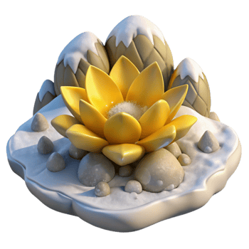 elegant classic Snowy Landscape with Yellow Boreal Blossom Cutout high quality png
