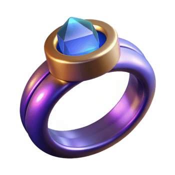 nostalgic enchanting A realistic magic ring, glowing gemstone with Transparent Background expertly shot png