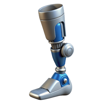 sought-after vintage Professional render, concept art style, biomechanical leg prosthesis with hydraulic suspension, isolated cutout with Transparent Background exclusive png