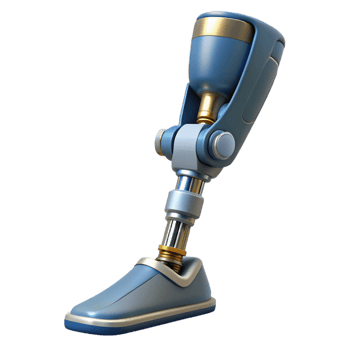 exceptional art deco Professional render, concept art style, biomechanical leg prosthesis with hydraulic suspension, isolated cutout with Transparent Background luxury png