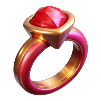 notable art deco Ultra-detailed, photorealistic isolated cutout of a single, magic ring with a large ruby gemstone, professional render with Transparent Background fine detail png