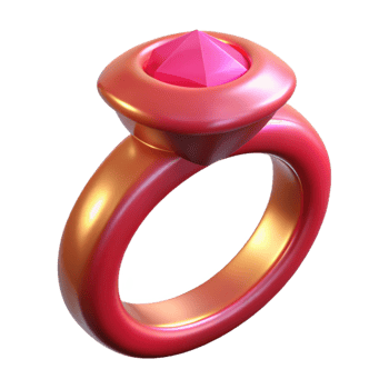 stunning remarkable Ultra-detailed, photorealistic isolated cutout of a single, magic ring with a large ruby gemstone, professional render with Transparent Background png