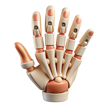 breathtaking notable Ultra-detailed, photorealistic professional render of a single biomechanical finger with articulated joints with Transparent Background png