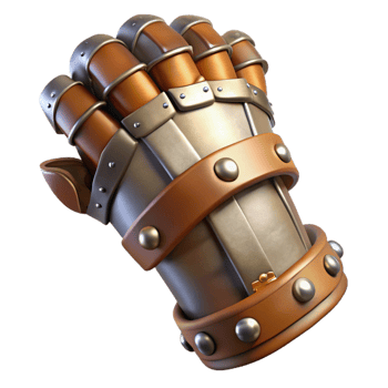 beautiful elegant A detailed gauntlet, metal plates, leather straps with Transparent Background impeccable png