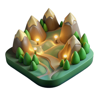 magnificent minimalist Softly Lit Valley Cutout Isolated high resolution png