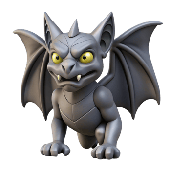 striking elegant A stylized gargoyle, stone wings, menacing expression with Transparent Background authentic png