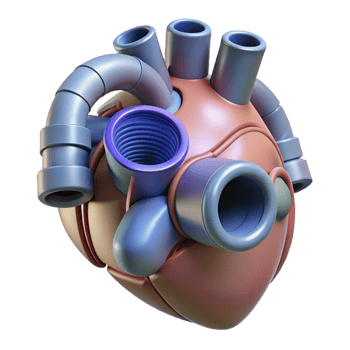 dynamic mesmerizing Ultra-detailed, isolated cutout, biomechanical artificial heart valve, professional render with Transparent Background genuine png