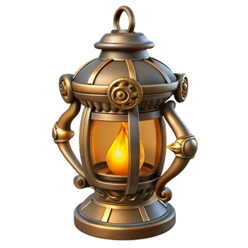 sumptuous memorable Steampunk lantern with intricate filigree and flickering flame effect internal only with Transparent Background png