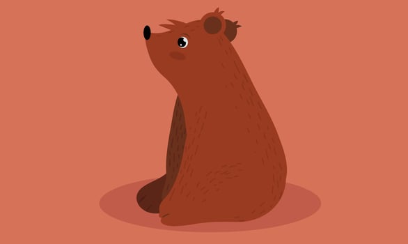 Flat design illustration of a baby bear isolated with a soft shadow, symbolizing cuteness, innocence, and warmth, perfect for children's themes and nursery visuals in a minimal, gentle style. vector