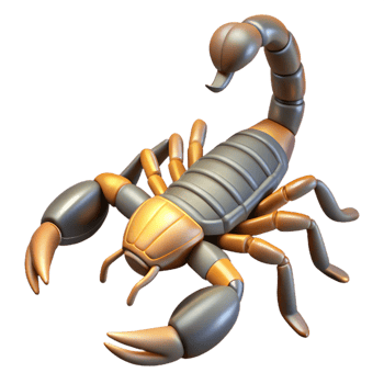 enchanting bohemian Concept art style hyper-specific isolated cutout professional render of a single scorpion with Transparent Background masterfully captured png
