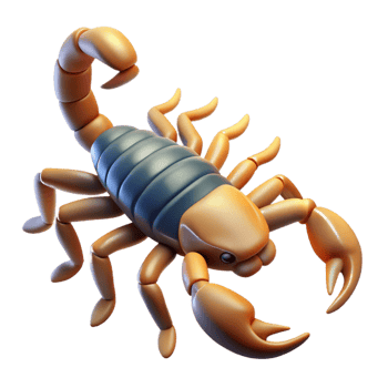 captivating quintessential Concept art style hyper-specific isolated cutout professional render of a single scorpion with Transparent Background png