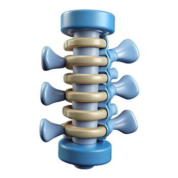 immaculate memorable Isolated cutout, concept art style biomechanical spine with articulated vertebrae and hydraulic pistons Ultra-detailed with Transparent Background png