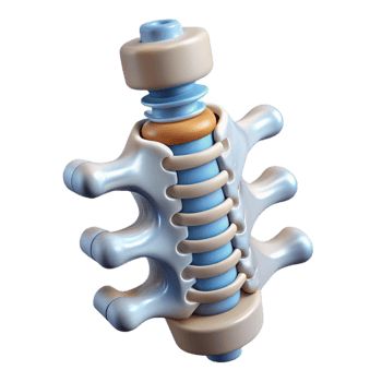 bold spectacular Isolated cutout, concept art style biomechanical spine with articulated vertebrae and hydraulic pistons Ultra-detailed with Transparent Background expertly shot png