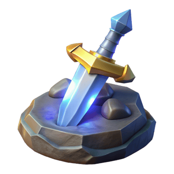 gorgeous distinguished A gleaming magic sword, embedded in a stone with Transparent Background png