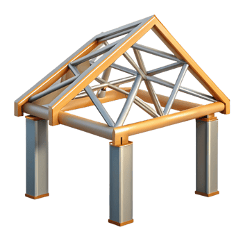 radiant bold retro Truss roof structural element, with Transparent Background high resolution png