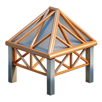 dramatic modern Truss roof structural element, with Transparent Background authentic png