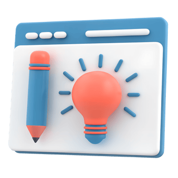 3D icon, Pencil with Lightbulb Icon - A minimalist icon of a pencil and lightbulb, symbolizing ideas, innovation, and creativity in business png