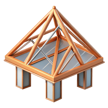 mysterious elegant Truss roof structural element, with Transparent Background flawless png