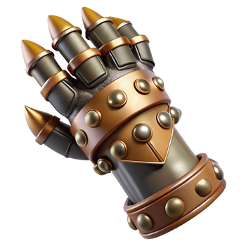 sought-after surreal Steampunk gauntlet with articulated fingers and spiked knuckles with Transparent Background refined png