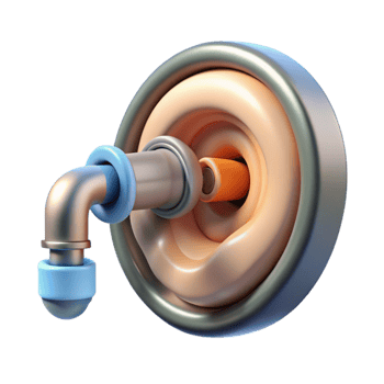 unparalleled rustic Isolated cutout, concept art style biomechanical ear with amplified microphone and internal speaker Ultra-detailed with Transparent Background flawless png