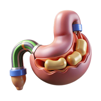 hypnotic ethereal mid-century Professional render, concept art style, biomechanical stomach with integrated nutrient absorption system, isolated cutout with Transparent Background luxury png