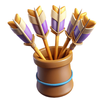 dreamy alluring A quiver full of magical arrows, fletched with feathers with Transparent Background original png