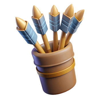 tranquil exquisite A quiver full of magical arrows, fletched with feathers with Transparent Background top-tier png