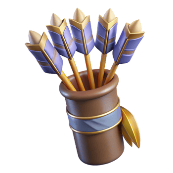 enchanting surreal A quiver full of magical arrows, fletched with feathers with Transparent Background premium png